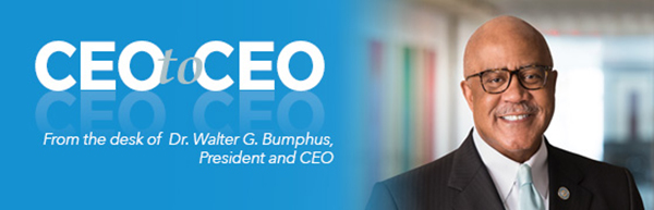 From the desk of Dr. Walter G. Bumphus, President and CEO - photo header with a picture of Dr. Bumphus