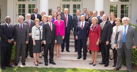 President Donald J. Trump participates in a photo opportunity of Apprenticeship Expansion Report Presentation Thursday, May 10, 2018, in the Oval Office of the White House in Washington, D.C. (Official White House Photo by Shealah Craighead)